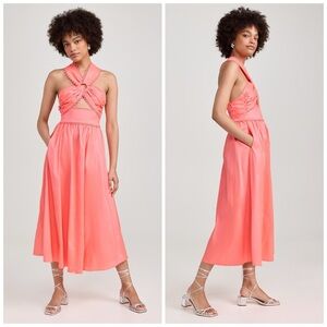 NEW CeliaB Avalon Scalloped Halter Midi Dress Celia B Size L